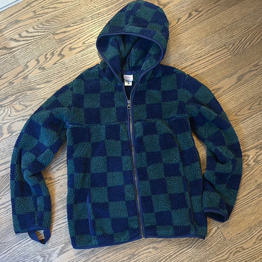 Hanna Anderssen Boys Sz 12 Checkered Fleece Zip-Up Hoodie